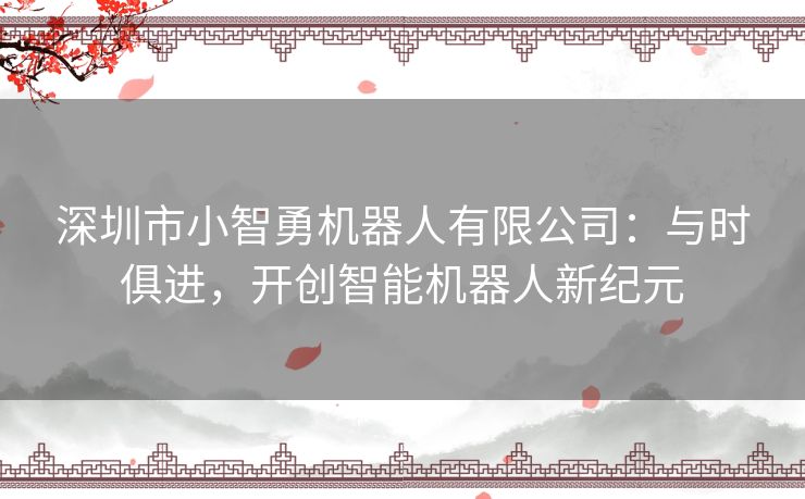 深圳市小智勇机器人有限公司：与时俱进，开创智能机器人新纪元