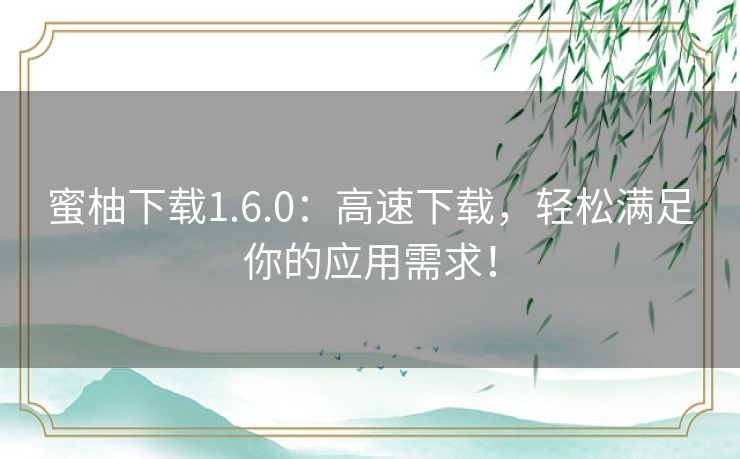 蜜柚下载1.6.0：高速下载，轻松满足你的应用需求！