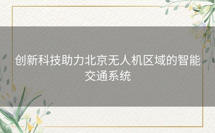 创新科技助力北京无人机区域的智能交通系统