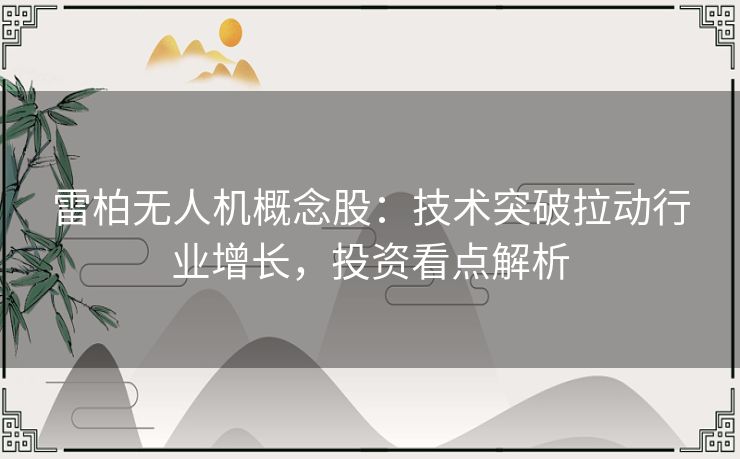 雷柏无人机概念股：技术突破拉动行业增长，投资看点解析