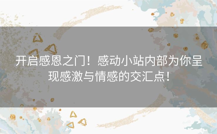 开启感恩之门！感动小站内部为你呈现感激与情感的交汇点！