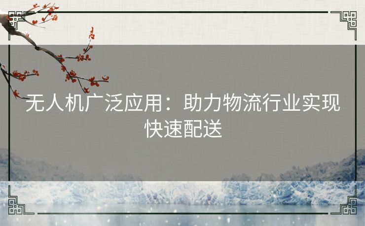 无人机广泛应用：助力物流行业实现快速配送