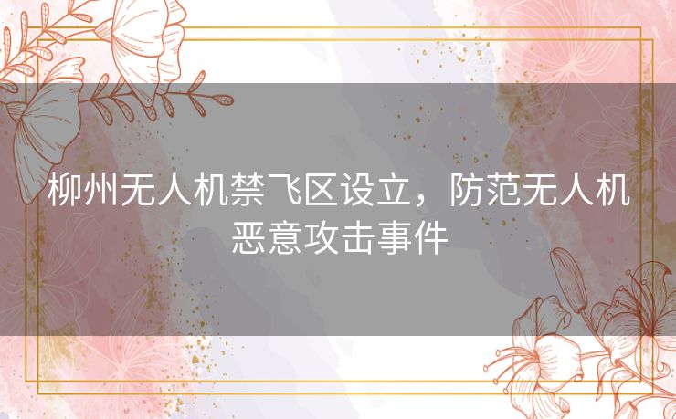 柳州无人机禁飞区设立，防范无人机恶意攻击事件