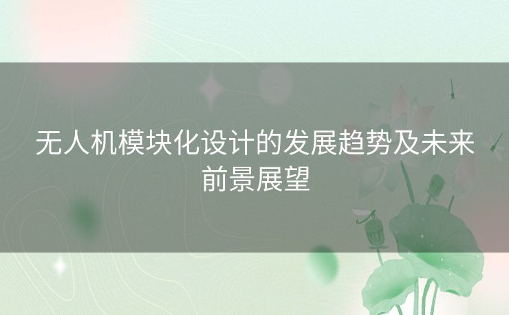 无人机模块化设计的发展趋势及未来前景展望