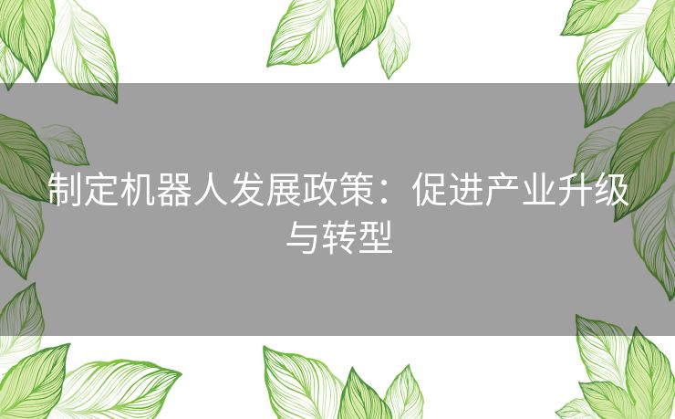 制定机器人发展政策：促进产业升级与转型