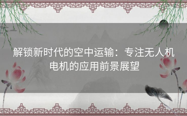 解锁新时代的空中运输：专注无人机电机的应用前景展望