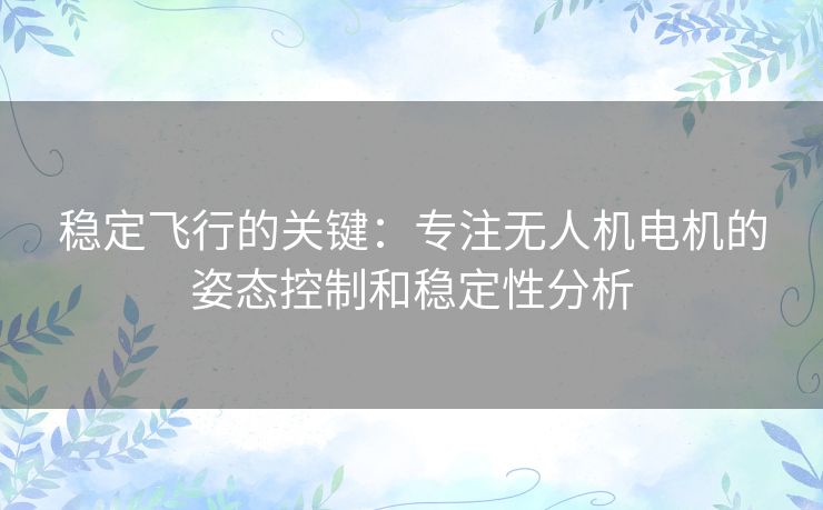 稳定飞行的关键：专注无人机电机的姿态控制和稳定性分析