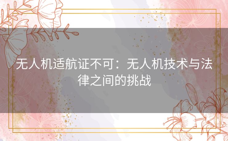 无人机适航证不可：无人机技术与法律之间的挑战