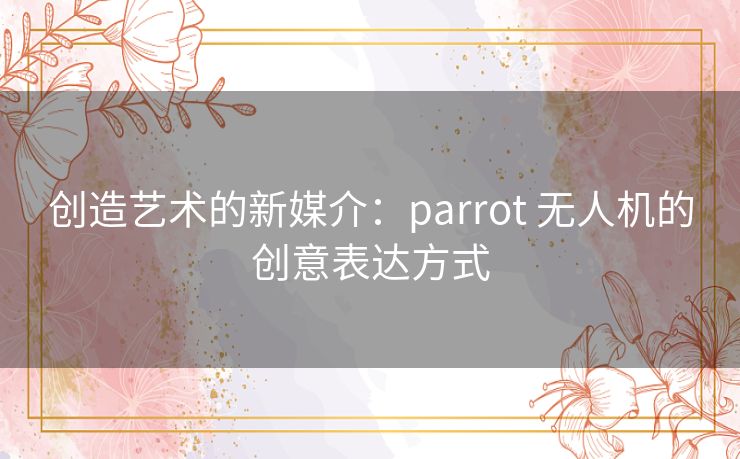 创造艺术的新媒介：parrot 无人机的创意表达方式