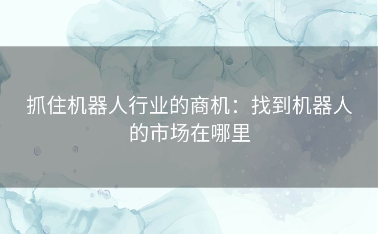 抓住机器人行业的商机：找到机器人的市场在哪里