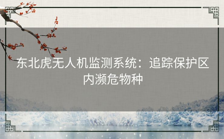 东北虎无人机监测系统：追踪保护区内濒危物种