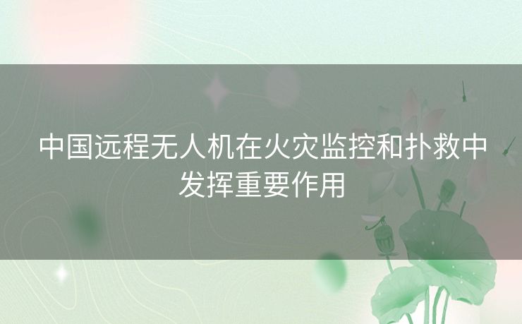 中国远程无人机在火灾监控和扑救中发挥重要作用