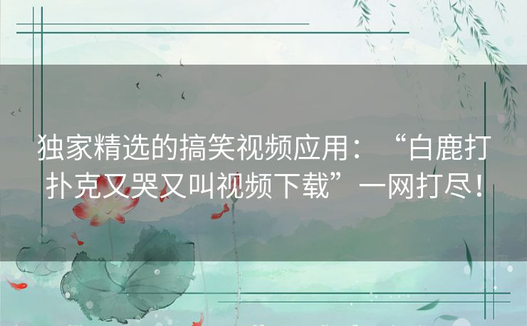 独家精选的搞笑视频应用：“白鹿打扑克又哭又叫视频下载”一网打尽！