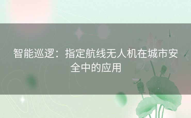 智能巡逻：指定航线无人机在城市安全中的应用