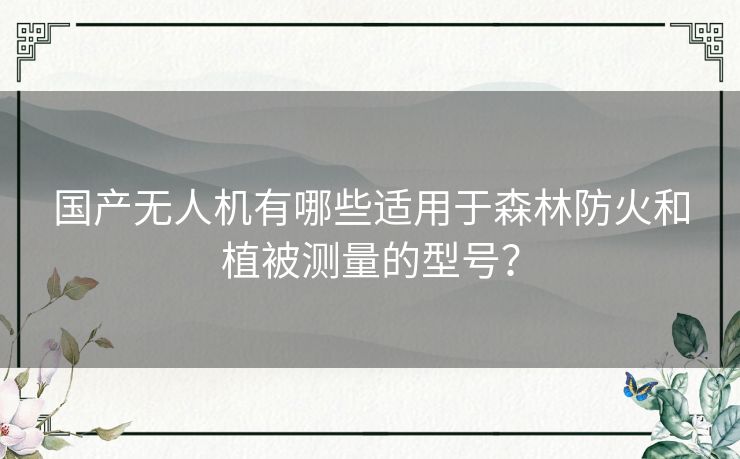 国产无人机有哪些适用于森林防火和植被测量的型号？