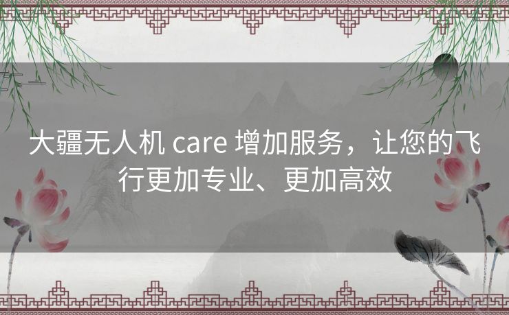大疆无人机 care 增加服务,让您的飞行更加专业、更加高效 大疆无人机 care 增加服务,让您的飞行更加专业、更加高效