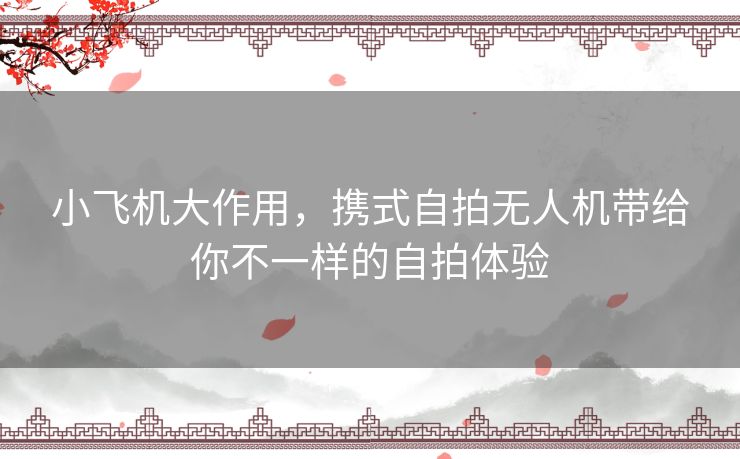 小飞机大作用,携式自拍无人机带给你不一样的自拍体验 小飞机大作用,携式自拍无人机带给你不一样的自拍体验