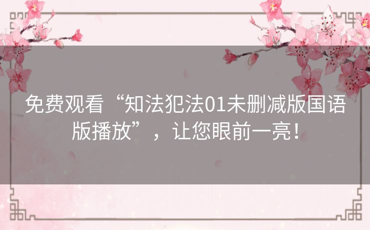 免费观看“知法犯法01未删减版国语版播放”，让您眼前一亮！