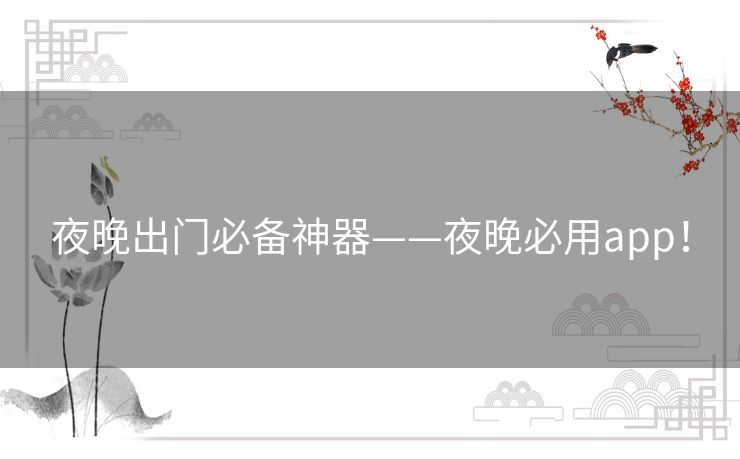 夜晚出门必备神器——夜晚必用app! 夜晚出门必备神器——夜晚必用app!