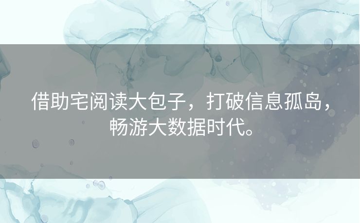 借助宅阅读大包子，打破信息孤岛，畅游大数据时代。